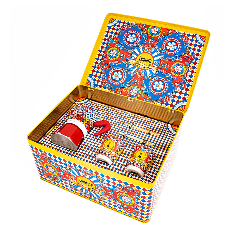 BIALETTI MOKA 2 Cup + CUPS/STIRRERS GIFT SET D&G Red Carretto