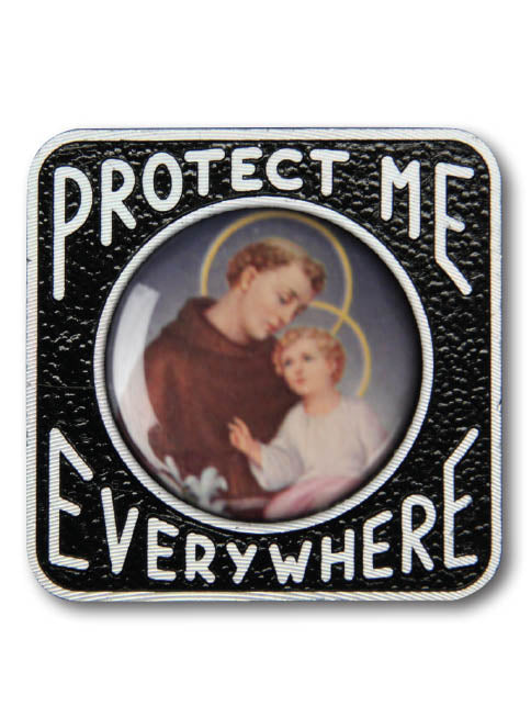 CAR PLAQUE - ST ANTHONY PROTECT ME METAL - 40 X 40MM