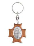 KEYRING WOOD - ST CHRISTOPHER WOOD / METAL