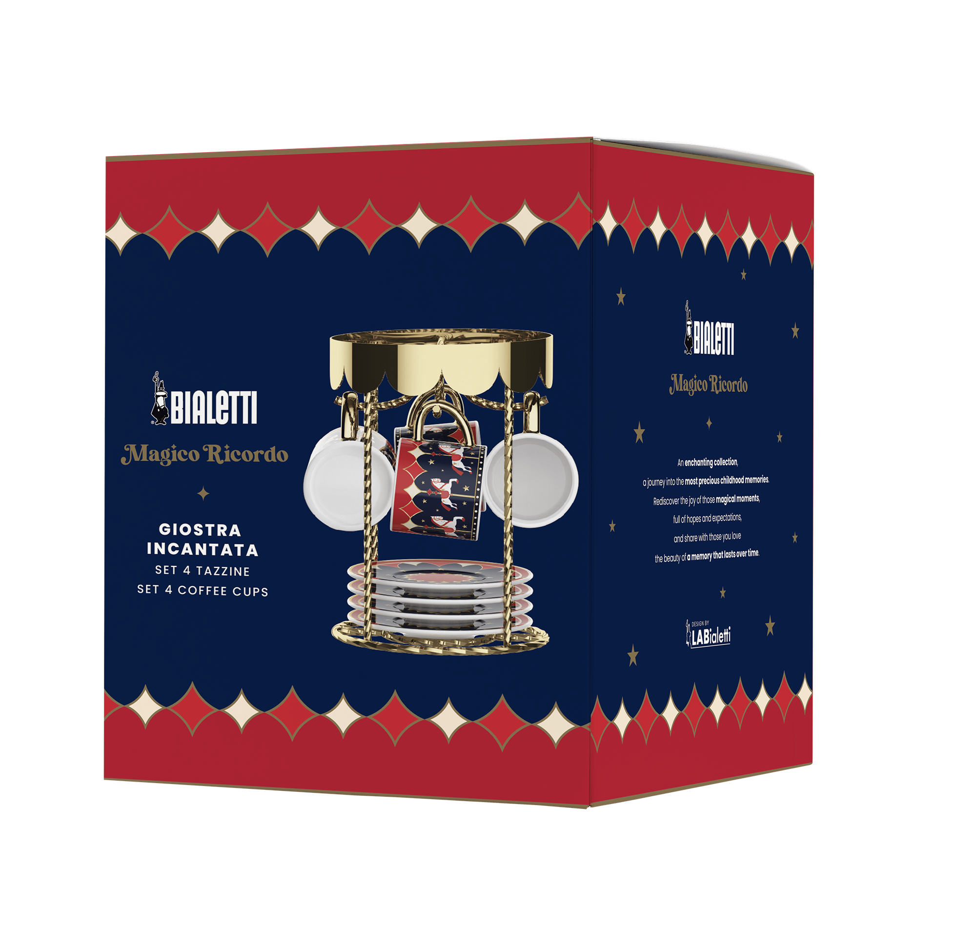 BIALETTI MAGICO RICORDO CUPS+SAUCERS(4) CAROUSEL