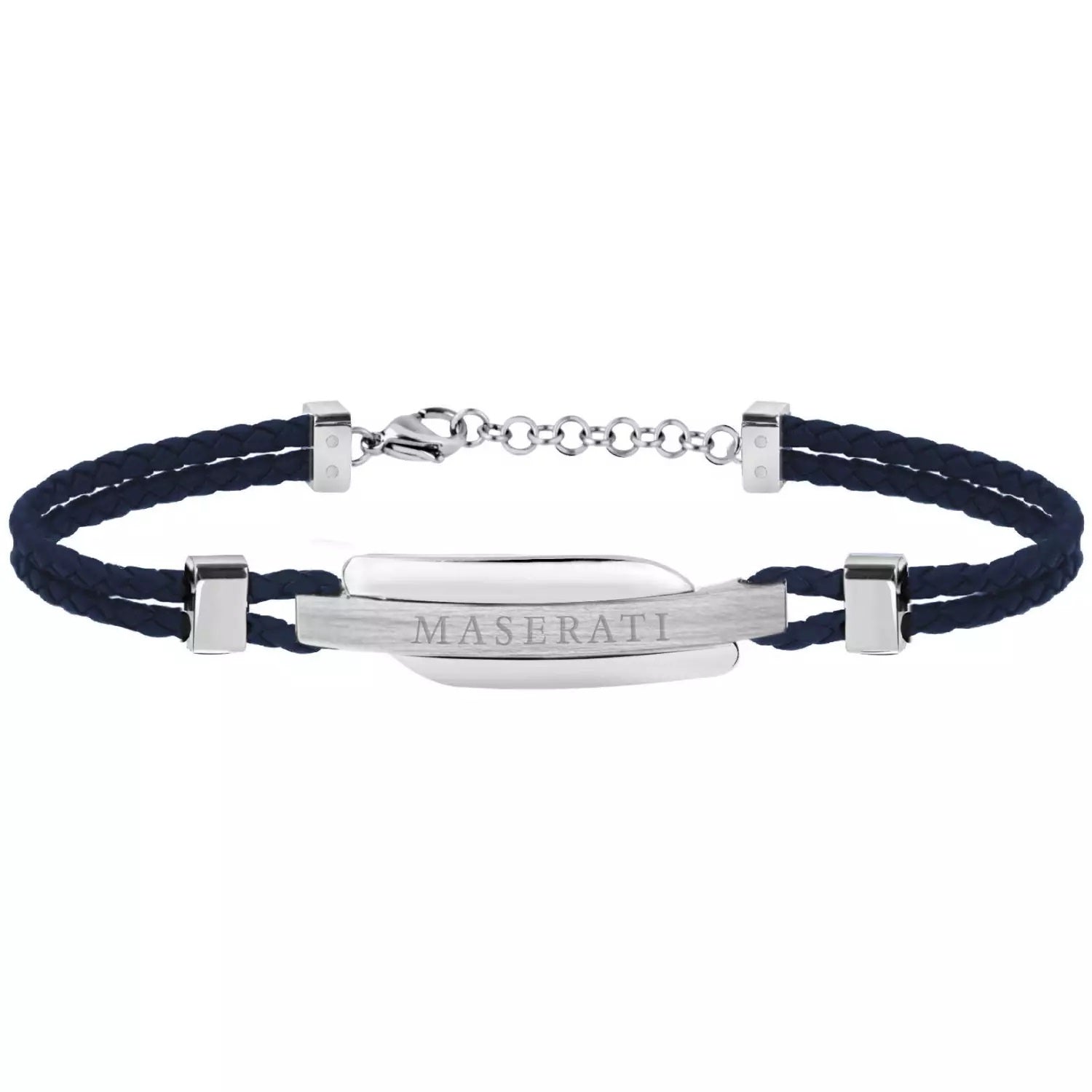 MASERATI SIGNATURE BRACELET BLUE LEATHER 190+30MM