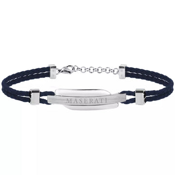 MASERATI SIGNATURE BRACELET BLUE LEATHER 190+30MM