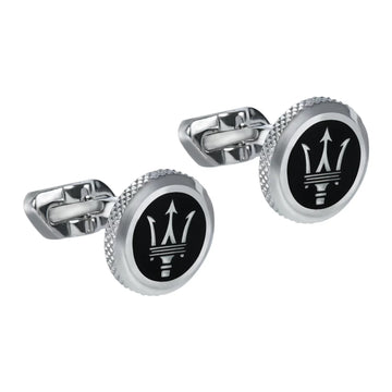MASERATI JEWELS CUFFLINKS STAINLESS STEEL+BLACK