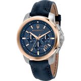 Maserati Watch - SUCCESSO 44mm Chrono Navy Blue Dial Navy Leather Strap