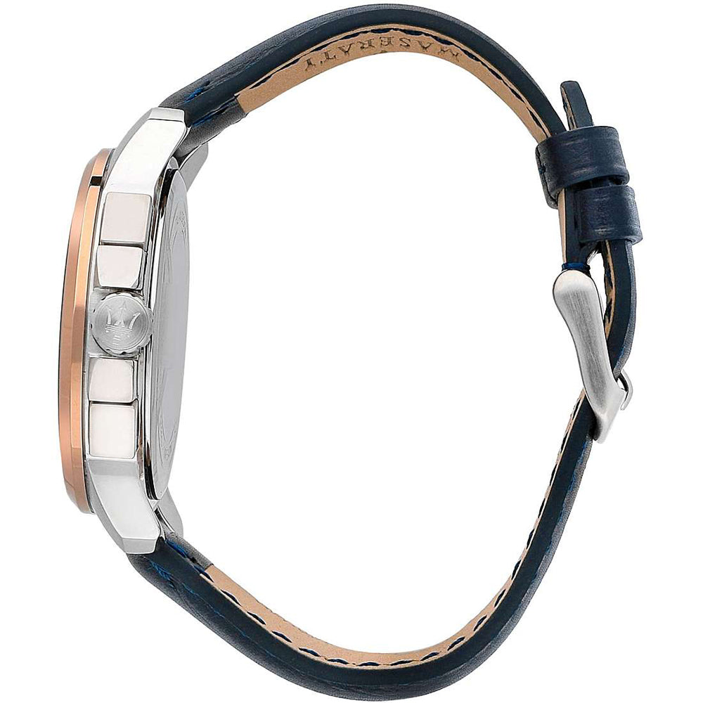 Maserati Watch - SUCCESSO 44mm Chrono Navy Blue Dial Navy Leather Strap