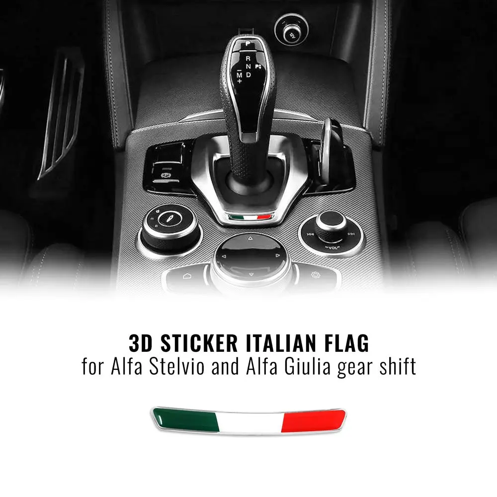 3D Sticker Italia per Leva del Cambio Alfa Giulia e Stelvio, Set da 2