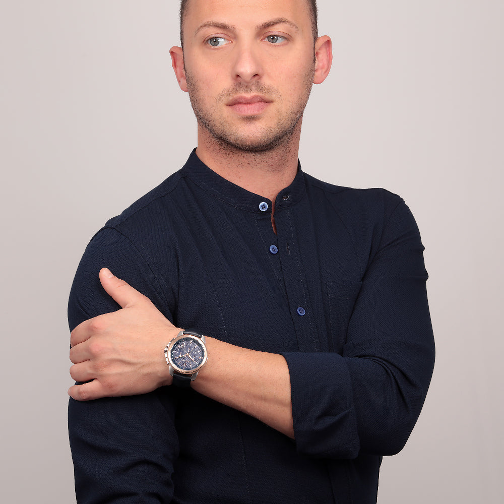 Maserati Watch - SUCCESSO 44mm Chrono Navy Blue Dial Navy Leather Strap