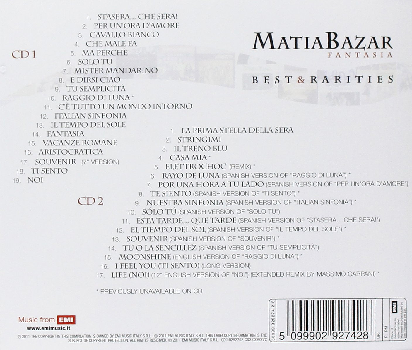 MATIA BAZAR - FANTASIA BEST & RARITIES ( 2 CD )