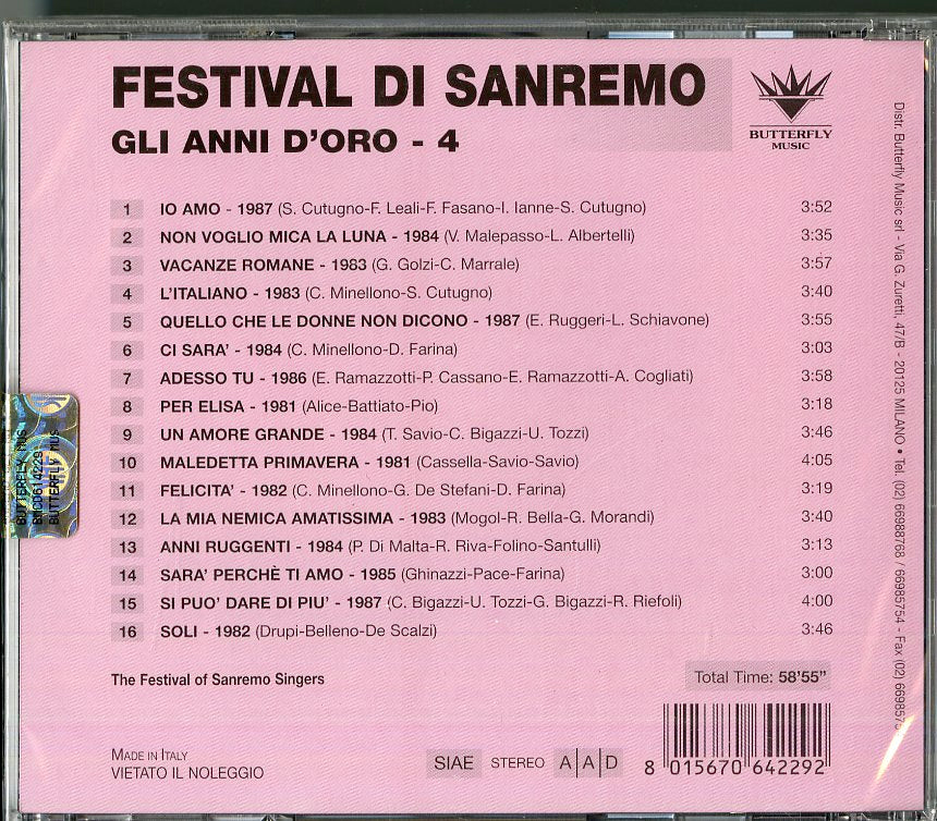 VARIOUS - FESTIVAL DI SANREMO  GLI ANNI D ORO VOL 4