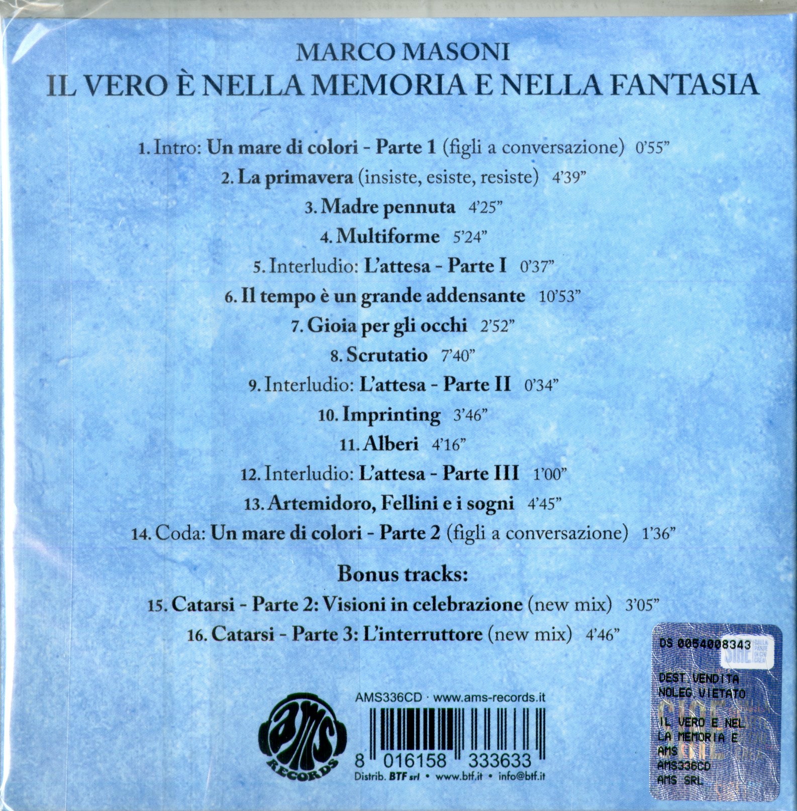 MARCO MASONI - IL VERO E NELLA MEMORIA E NELLA FANTASIA