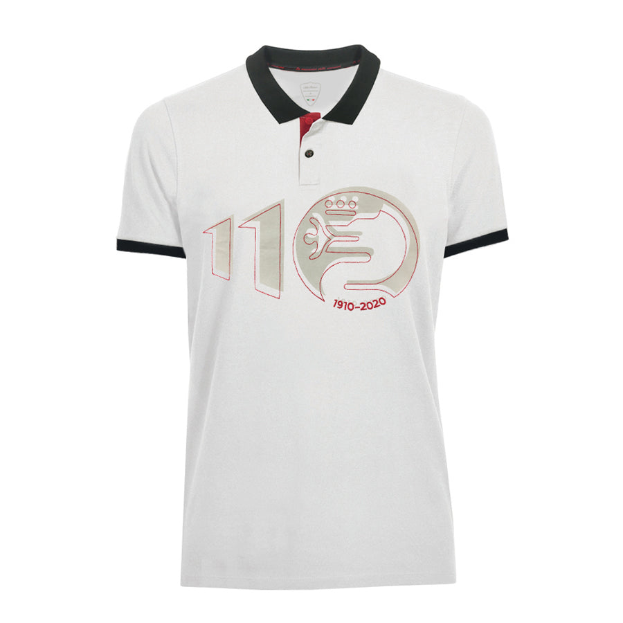 Alfa Romeo Mens Polo Anniversario Bianca