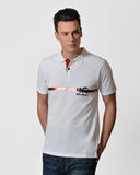 Alfa Romeo Mens Polo Banda Metallica Bianca