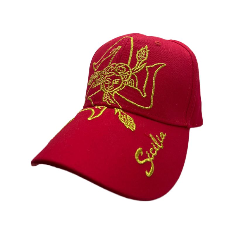 CAPPELLO COTONE TRINACRIA RICAMO RED
