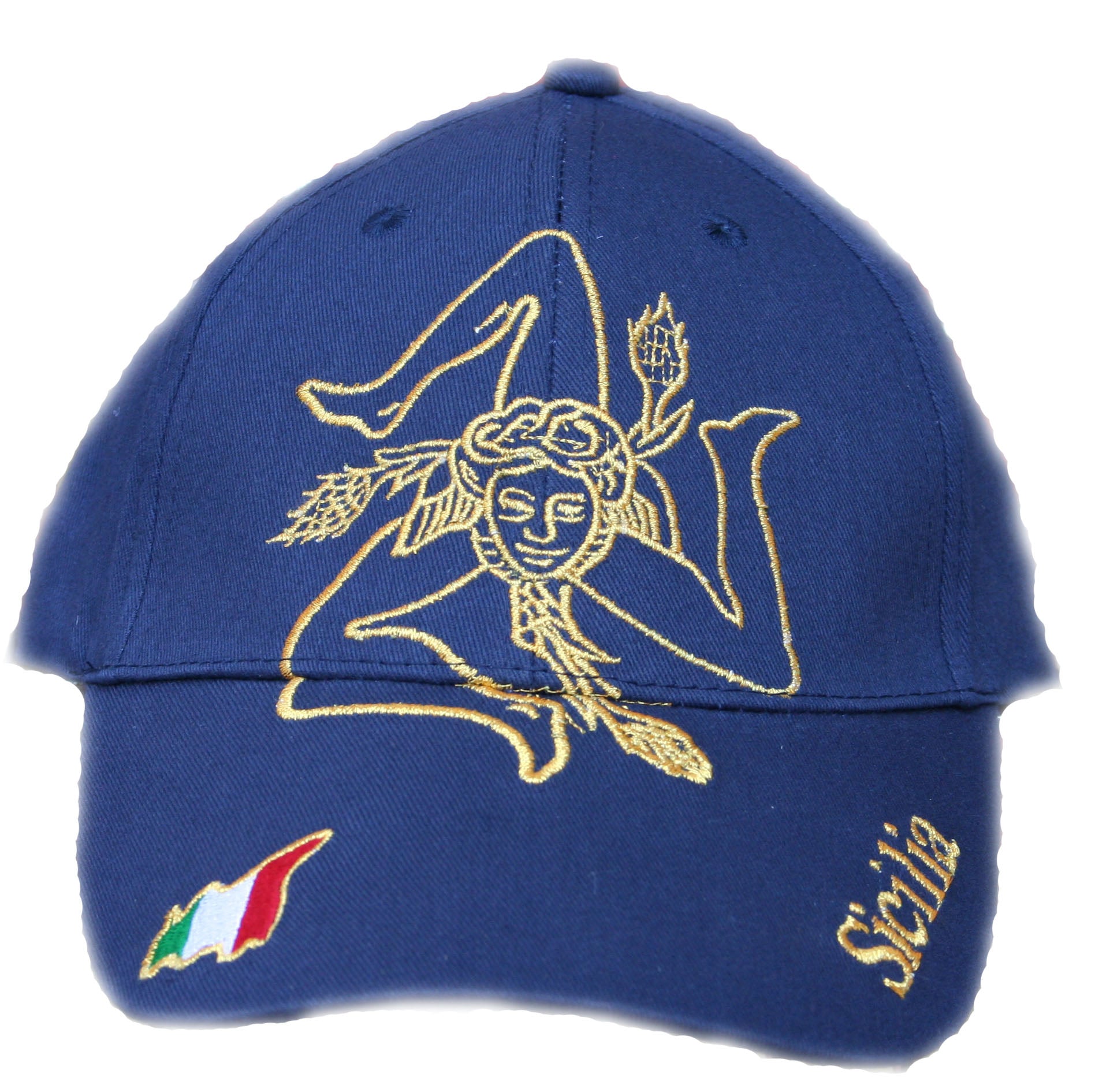 CAPPELLO COTONE TRINACRIA RICAMO NAVY