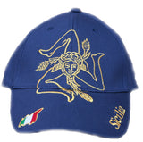 CAPPELLO COTONE TRINACRIA RICAMO NAVY