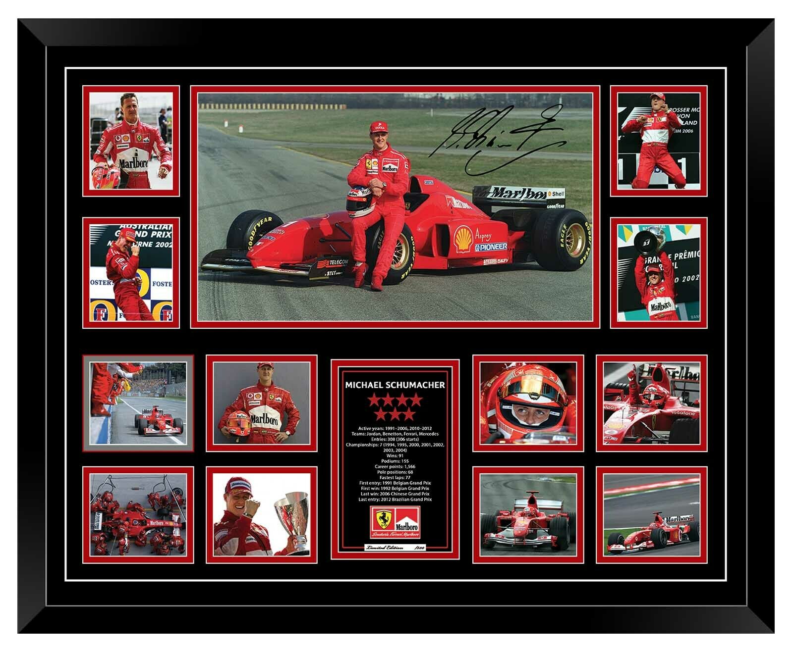 MICHAEL SCHUMACHER FERRARI SIGNED LIMITED EDITION FRAME (FREE DELIVERY AUS-WIDE)