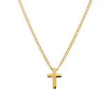 Alessandro Men's Stainless Steel Open Curb Chain Necklace with Cross Pendant - Gold