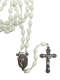 PLASTIC OL LOURDES WATER ROSARY - LUMINOUS 7MM OVAL BEADS