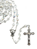 CRYSTAL AURORA BOREALIS ROSARY - CRYSTAL 7MM BEADS - BOXED