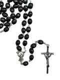 FRANCISCAN SEVEN DECADES WOOD ROSARY - BLACK 6MM OVAL BEADS
