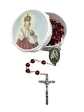 GLASS SAINT ROSARY - INFANT OF PRAGUE - RED