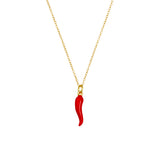 Giulia Sterling Silver Necklace with Red Cornicello Pendant - Gold