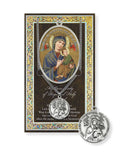 BIOG. W/MED- Our Lady of Perpetual Help Pewter Saint Medal with Stainless Steel Chain