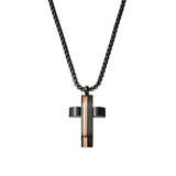 Marco Stainless Steel Men's Black Cross with Steel Detailing - Rose Gold