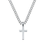 Giuseppe Stainless Steel 6MM Curb Link Necklace with Cross Pendant - Silver