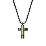 Marco Stainless Steel Men's Black Cross with Steel Detailing - Gold