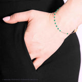 Rosary Bracelet 20 cm with Grains in Emerald Green Crystal 3.5 mm in 925 SILVER Galvanic Rose
