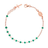 Rosary Bracelet 20 cm with Grains in Emerald Green Crystal 3.5 mm in 925 SILVER Galvanic Rose