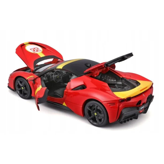 BBurago Ferrari Race & Play 1:18 2024 Ferrari SF-90 Stradale Assetto Fiorano - #50 Red & Yellow