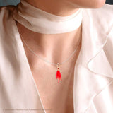 Lucky Charm Hand Horns with Pearly Red Enamel in SILVER 925 Rose Galvanic