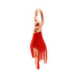 Lucky Charm Hand Horns with Pearly Red Enamel in SILVER 925 Rose Galvanic