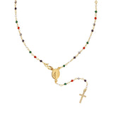 Rosary Necklace cm 50 with Multicolor Crystal Grains mm 2 in SILVER 925 Galvanic Gold