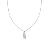 Forzatina Diamond Chain Necklace with Lucky Horns Hand
and White Crystal in STEEL and BRASS