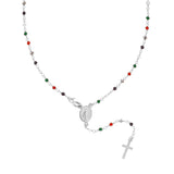 Rosary Necklace cm 50 with Multicolor Crystal Grains mm 2 in SILVER 925 Galvanic Rhodium
