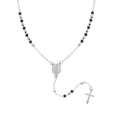 Rosary Necklace cm 50 with Balls Black color mm 3 in STEEL