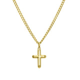 Raffaele Stainless Steel Curb Link Necklace with 3D Cross - Gold