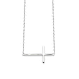 Chiara Sterling Silver Side Cross Necklace - Silver