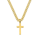 Giuseppe Stainless Steel 6MM Curb Link Necklace with Cross Pendant - Gold