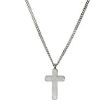 Stefano Men's Stainless Steel Necklace with Rounded Cross Pendant - Silver