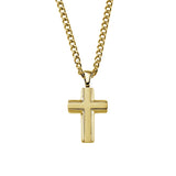 Matteo Stainless Steel Men's Shiny and Matte Finish Cross Pendant Necklace - Gold