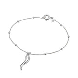 Alessia Sterling Silver Curb Satellite Chain Bracelet with Cornicello Charm - Silver