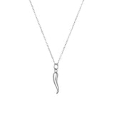 Enza Solid Sterling Silver Cornicello Pendant Necklace - Silver