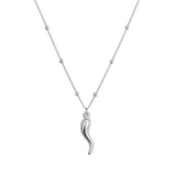 Alessia Sterling Silver Curb Satellite Chain Necklace with Cornicello Pendant - Silver