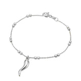 Valentina Sterling Silver Double-cube Fine Bracelet with Cornicello Charm - Silver