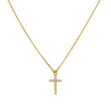 Sofia Sterling Silver Fine Necklace with CZ Cross Pendant - Gold