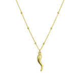 Alessia Sterling Silver Curb Satellite Chain Necklace with Cornicello Pendant - Gold